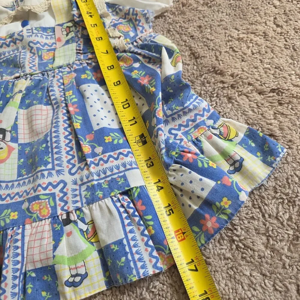 Vintage Cottagecore Peasant Dress Girls 2T Amish Floral Prairie 70s Ruffle Layer
